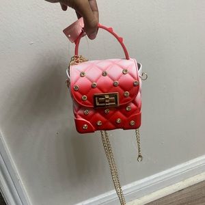 Red & white tie dye mini purse
